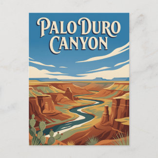 Carte Postale Affiche vintage du canyon de Palo Duro au Texas av