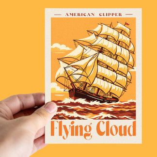 Carte Postale Affiche Vintage du Navire Clipper Américain Flying