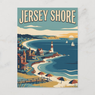 Carte Postale Affiche vintage du phare de Jersey Shore New Jerse