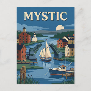 Carte Postale Affiche vintage du port fluvial mystique du Connec