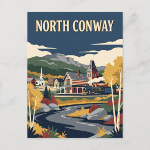 Carte Postale Affiche vintage ferroviaire de North Conway New Ha