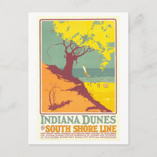 Carte Postale Affiche vintage Indiana Dunes South Shore Line