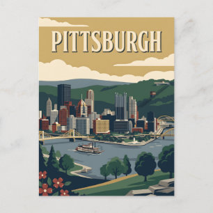 Carte Postale Affiche vintage sur le front de rivière de Pittsbu