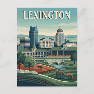 Carte Postale Affiche vintage sur le pays du cheval à Lexington
