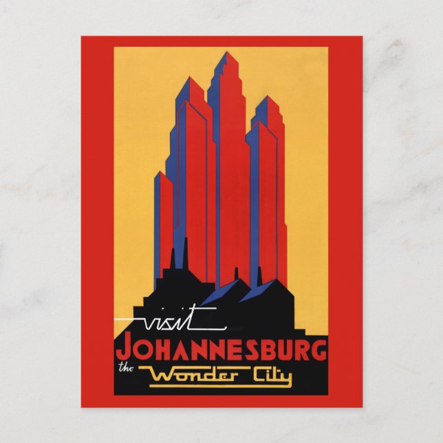 Carte Postale Affiche Vintage voyage de Johannesburg restaurée (Devant)