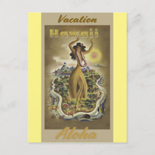 Carte Postale Affiche Vintage voyage de la danseuse Hawaii Aloha
