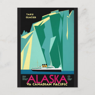 Carte Postale Affiche Vintage voyage de l'Alaska restaurée