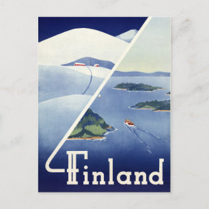 Carte Postale Affiche Vintage voyage finlandaise restaurée