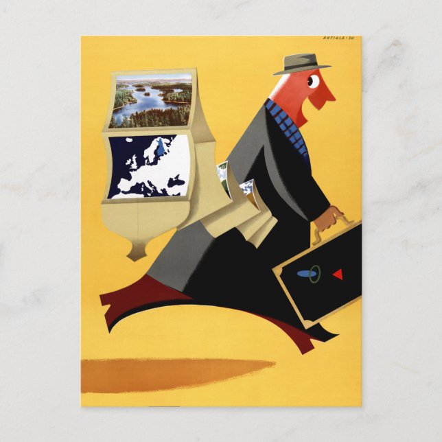 Carte Postale Affiche Vintage voyage finlandaise restaurée (Devant)