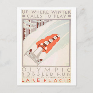 Carte Postale Affiche vintage WPA du lac Placid