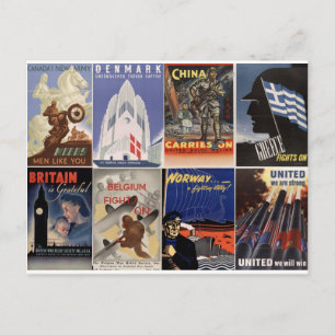 Carte Postale affiches 2ÈME GUERRE MONDIALE vintages : unis nous