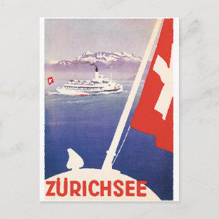 Carte Postale Affiches de Vintage voyage : Lac Zurich Suisse