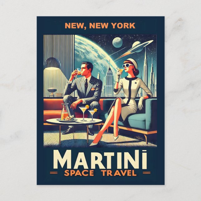 Carte Postale Affiches de voyage dans l'espace Martini, New York (Devant)