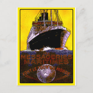Carte Postale Affiches Vintage voyage : World Tour Ocean Liner
