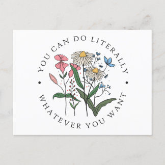 Carte Postale Affirmation Florale Positive - Donner du pouvoir