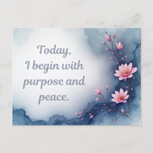 Carte Postale Affirmation Inspirante Fleur Rose (Devant)