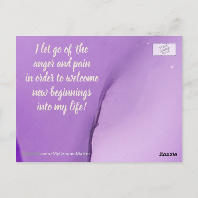 Carte Postale Affirmation Positive Abandonner la Douleur et la C (Dos)