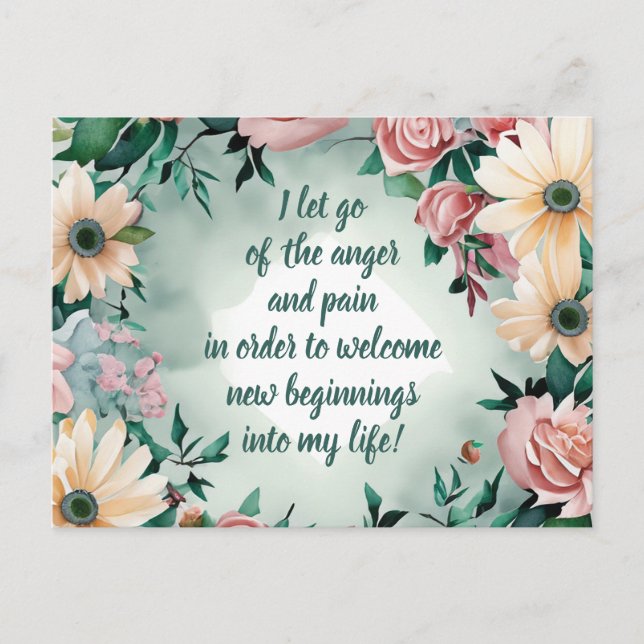 Carte Postale Affirmation Positive Laissant Partir De Douleur Et (Devant)