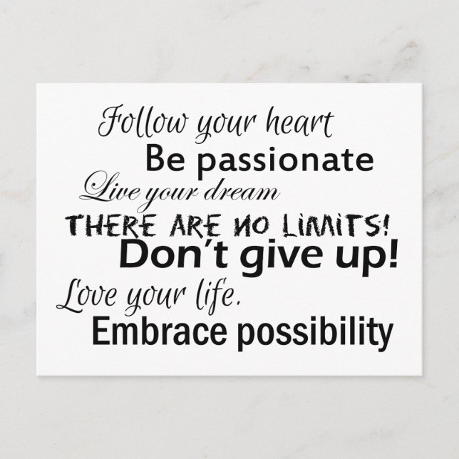 Carte Postale Affirmations positives (Devant)