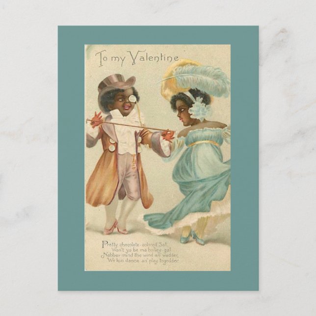 Carte Postale Africain-Américain Couple Danse Vintage Valentine (Devant)