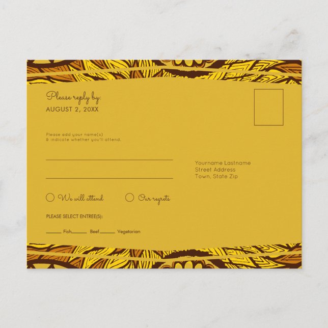 Carte postale africaine Ankara Floral Jaune RSVP R (Devant)