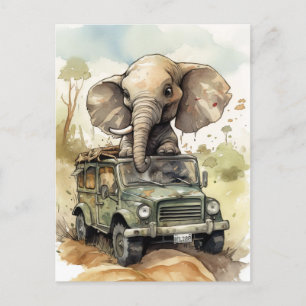 Carte postale africaine Safari Elephant