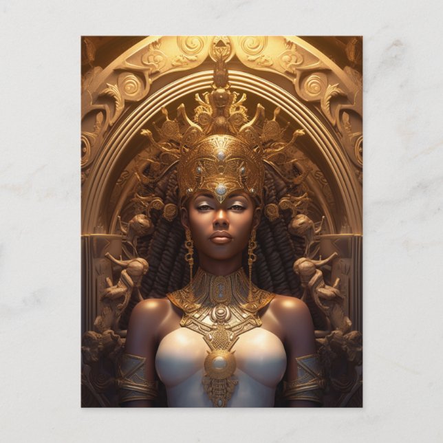 Carte Postale African American Black Goddess Queen Imaginaire Ar (Devant)