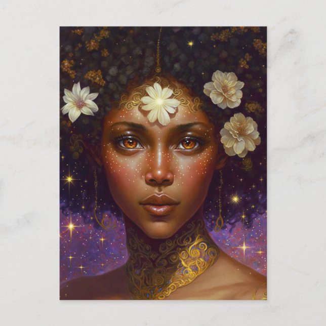 Carte Postale African American Black Goddess Queen Imaginaire Ar (Devant)