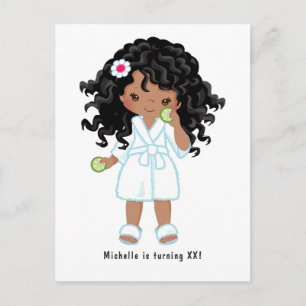 Carte Postale African American Girl Spa Sleepover fête d'anniver
