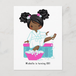 Carte Postale African American Girl Spa Sleepover fête d'anniver