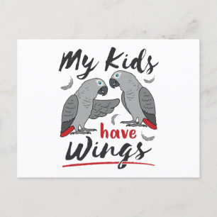 Carte Postale African Grey Maman Papa Mes Enfants Ont Des Ailes