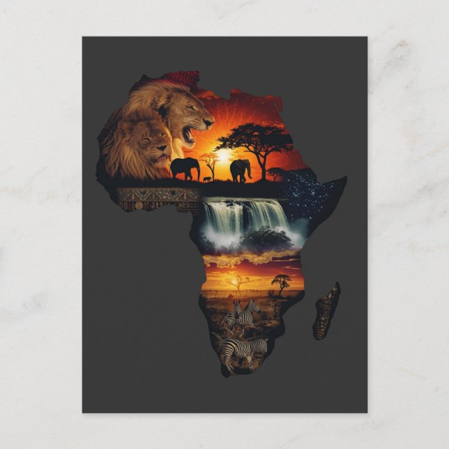 Carte Postale African Wildlife Safari Collage (Devant)