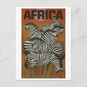 Carte Postale Afrique, Afrique Zèbre, Savannah, voyage vintage