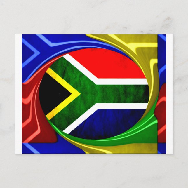 Carte Postale Afrique du Sud Drapeau : Motif dynamique à balayag (Devant)