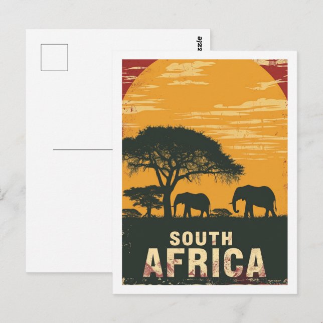 Carte Postale Afrique du Sud Safari Vintage célèbre Travel Place (Devant / Derrière)