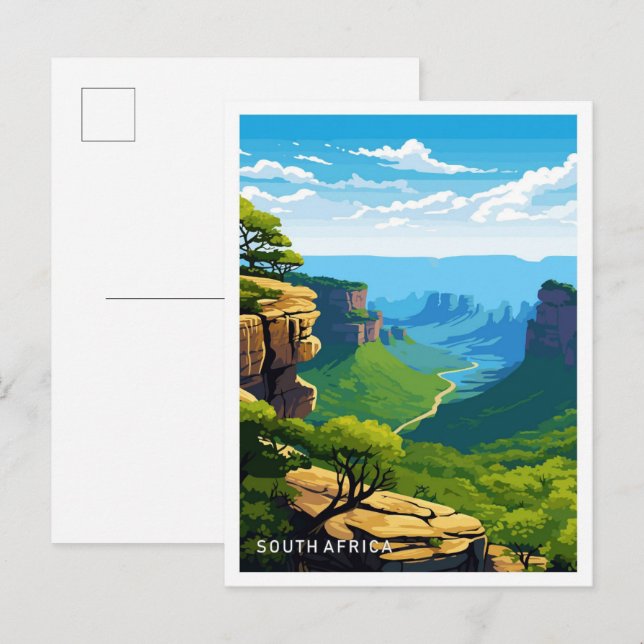 Carte Postale Afrique du Sud Voyage Vintage illustration (Devant / Derrière)