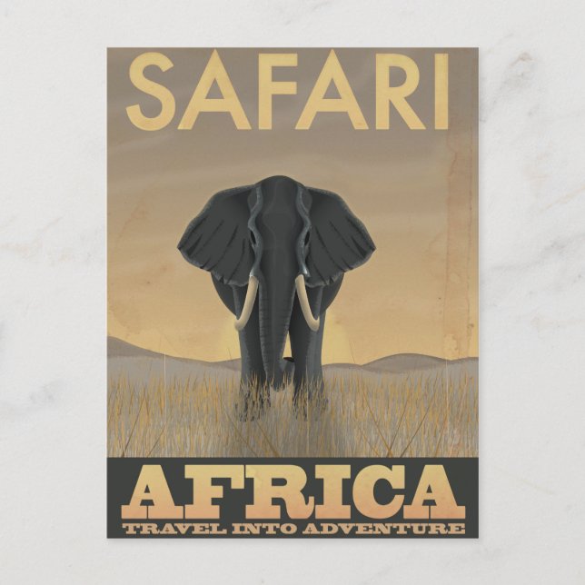 Carte Postale Afrique Safari affiche de voyage vintage (Devant)