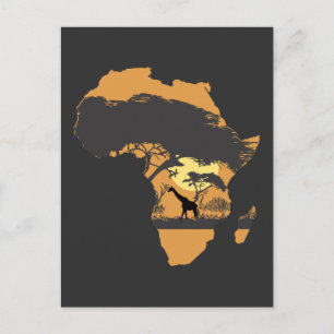 Carte Postale Afrique Sunset Continent Safari Giraffe