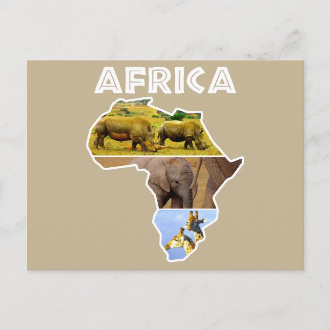 Carte postale Afrique Wildlife Continent Collage H (Devant)
