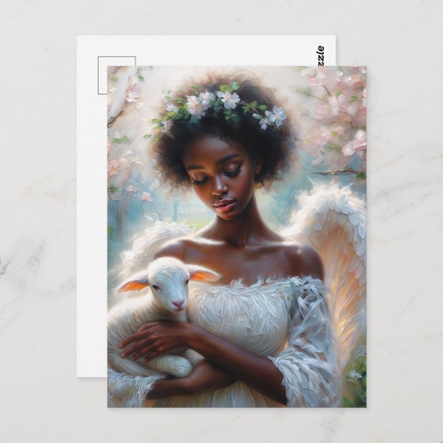 Carte Postale Afro Angel with Lamb Postcard (Devant / Derrière)