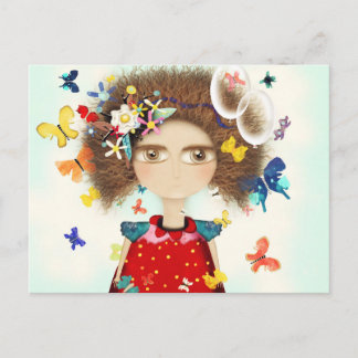 CARTE POSTALE AFRO DOLL CHEVEUX RUPYDETEQUILA ÉNORMES YEUX FLORA