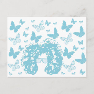Carte Postale Afro, Papillons et Lunettes de soleil