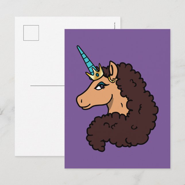 Carte Postale Afro Unicorn | Divin (Devant / Derrière)