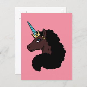 Carte Postale Afro Unicorn   Magique