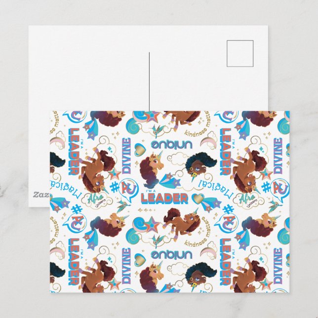 Carte Postale Afro Unicorn Magique autonomiser le Motif (Devant / Derrière)