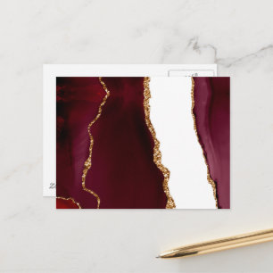 Carte Postale Agate de Bourgogne avec veines de paillettes d'or