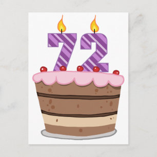 Carte Postale Âge 72 sur gâteau d'anniversaire