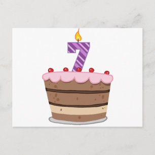 Carte Postale Âge 7 sur le gâteau d'anniversaire