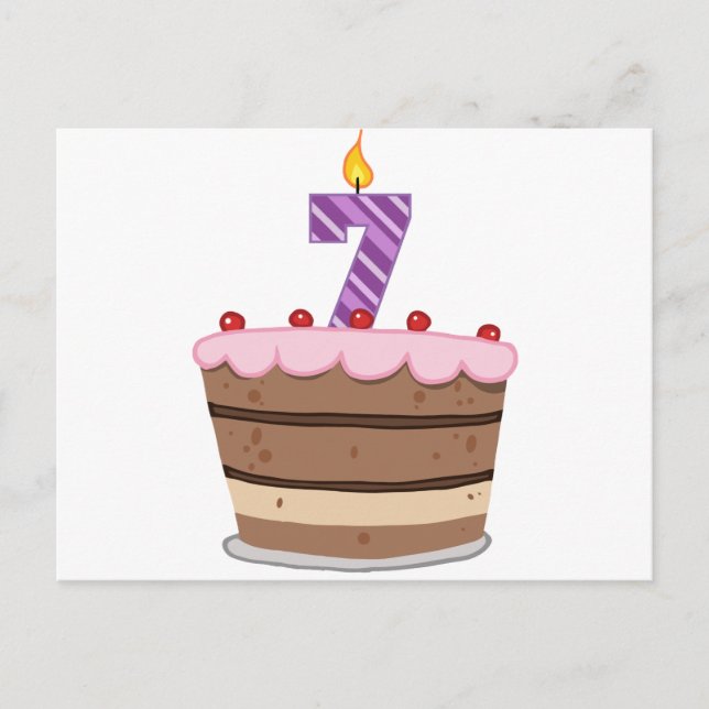 Carte Postale Âge 7 sur le gâteau d'anniversaire (Devant)