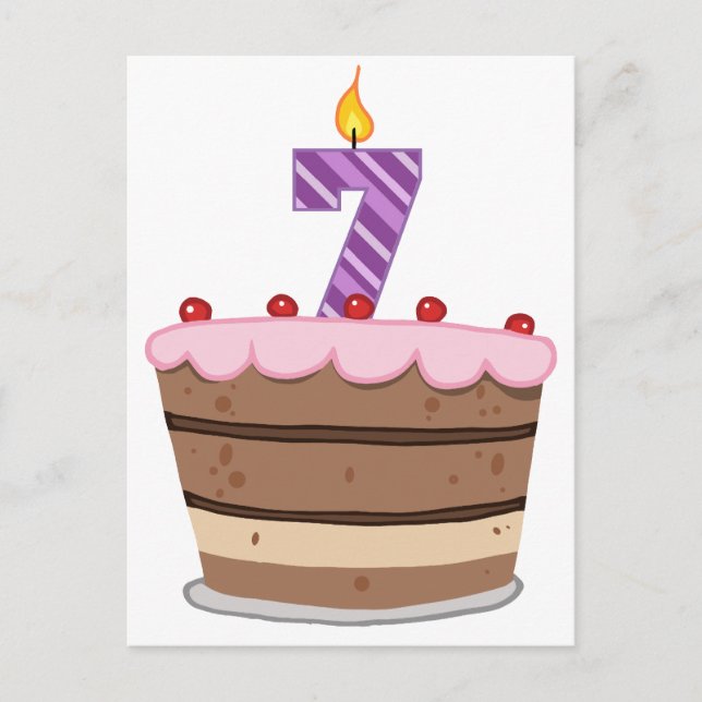 Carte Postale Âge 7 sur le gâteau d'anniversaire (Devant)